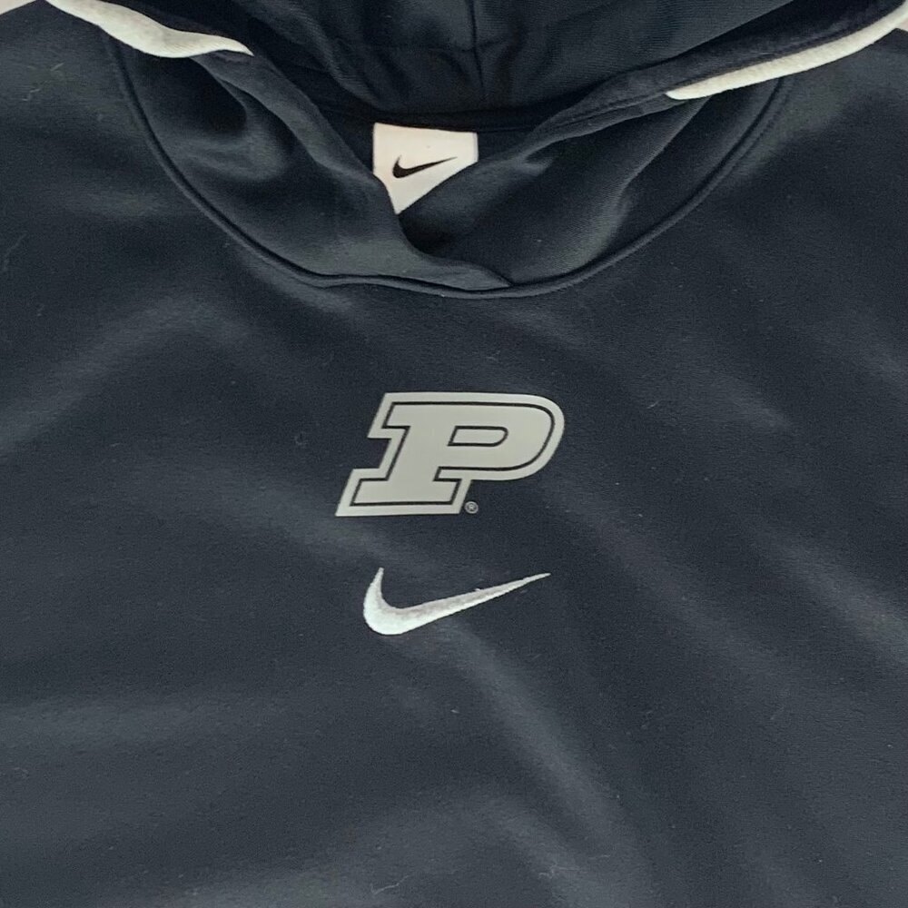 Purdue Boilermakers NCAA Black Nike Dri Fit Athletic Pullover Hoodie Mens XL - Picture 2 of 5